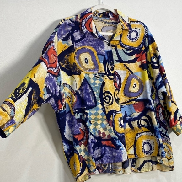 3Potatoe Button Down Top Geometric Women's M/L - Picture 2 of 10